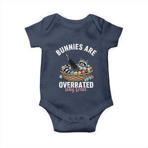 Funny Easter Raccoon Meme Baby Onesie Bunnies Are Overrated Stay Feral TS14 Navy Print Your Wear