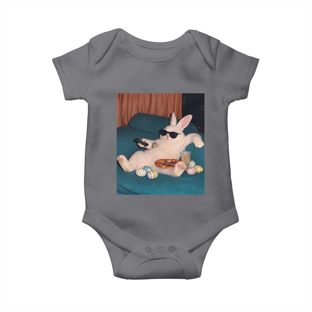 Easter Bunny Iced Coffee Baby Onesie Funny Animal Meme TS14 Charcoal Print Your Wear