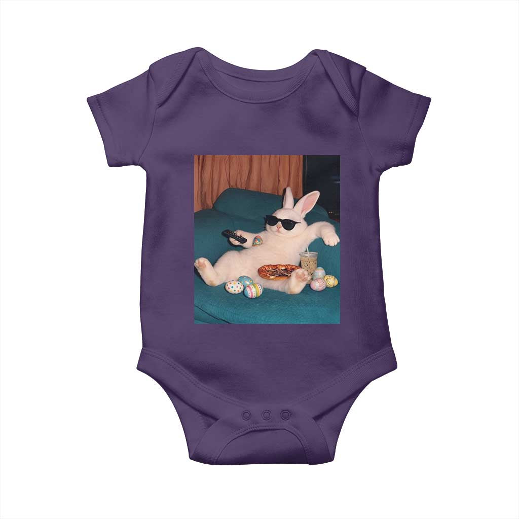 Easter Bunny Iced Coffee Baby Onesie Funny Animal Meme TS14 Purple Print Your Wear