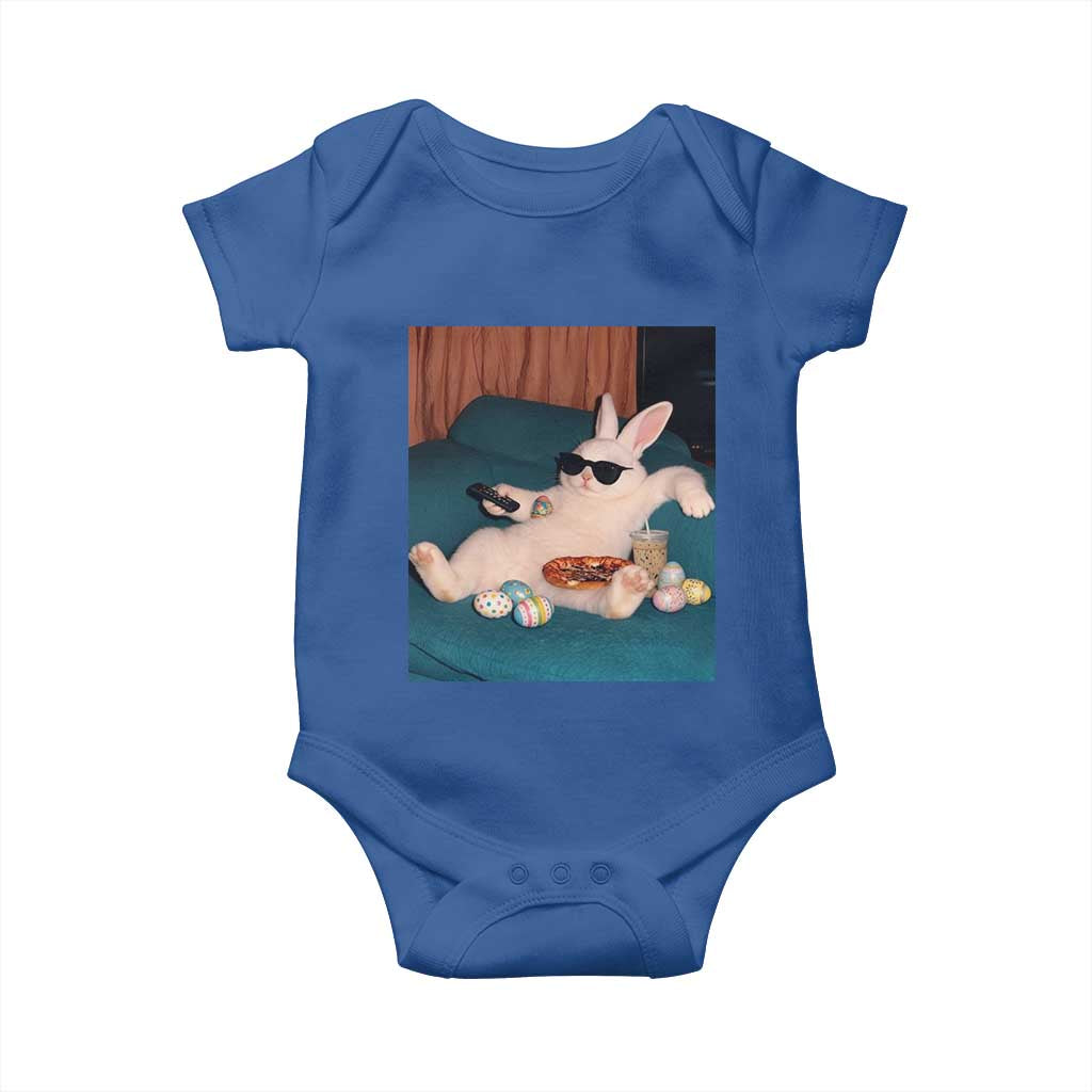 Easter Bunny Iced Coffee Baby Onesie Funny Animal Meme TS14 Royal Blue Print Your Wear