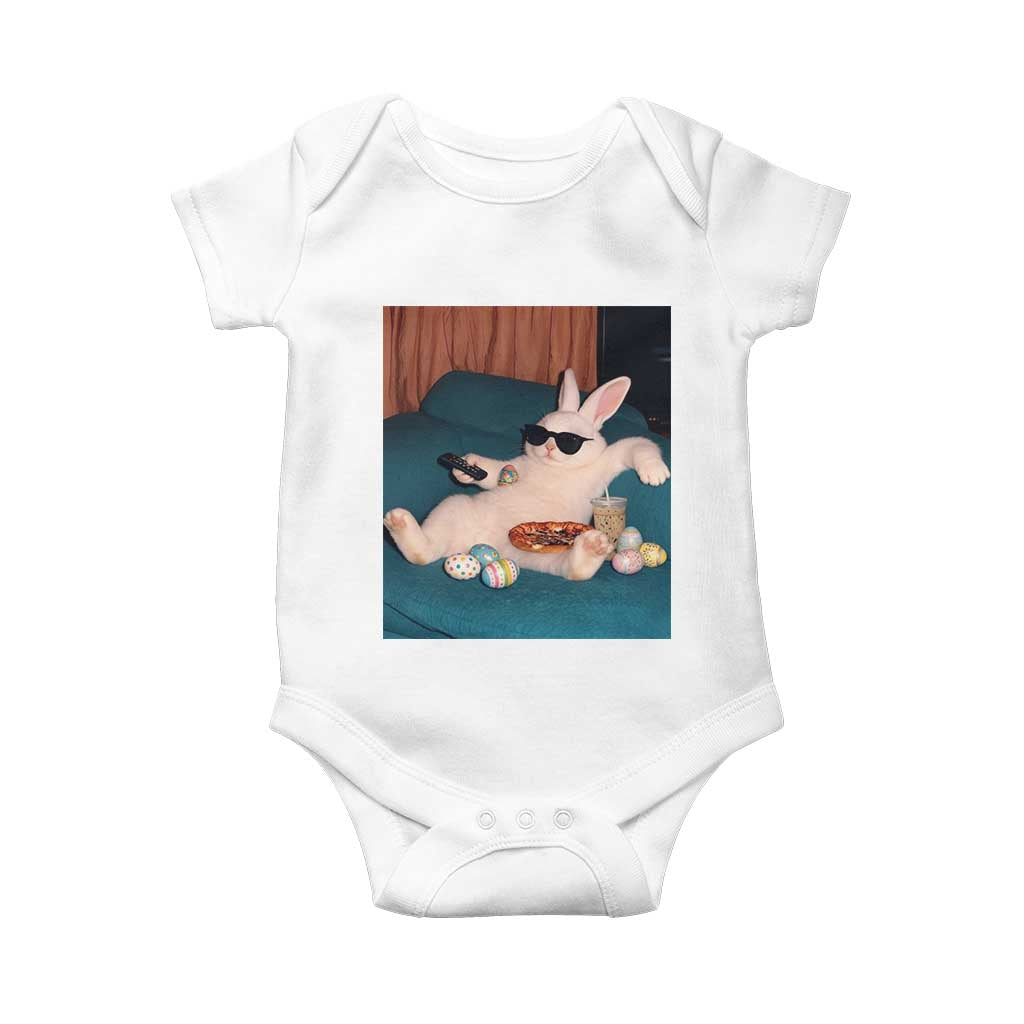 Easter Bunny Iced Coffee Baby Onesie Funny Animal Meme TS14 White Print Your Wear