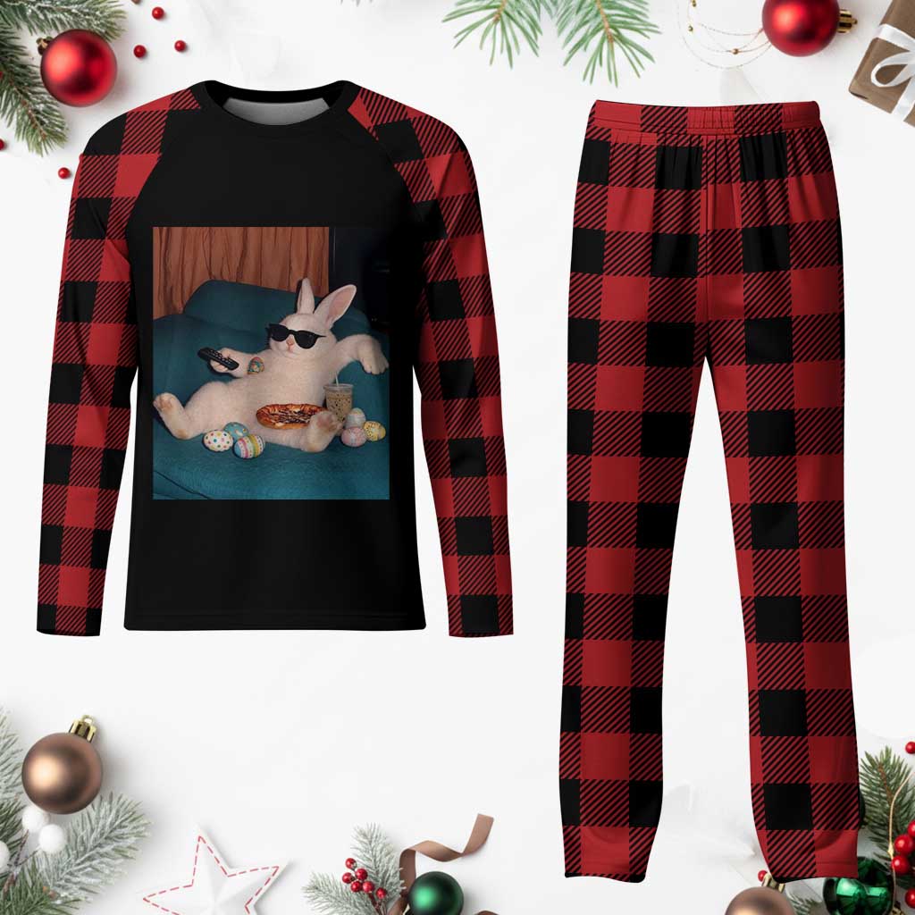 Easter Bunny Iced Coffee Plaid Pajama Set Funny Animal Meme TS14 Buffalo Plaid Print Your Wear