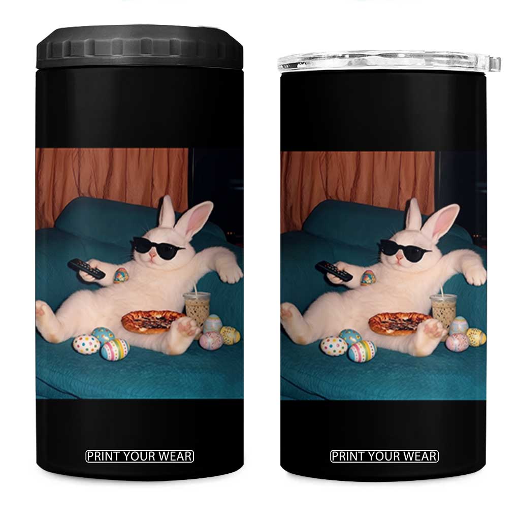 Easter Bunny Iced Coffee 4 in 1 Can Cooler Tumbler Funny Animal Meme TS14 One Size: 16 oz Black Print Your Wear