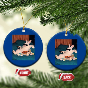 Easter Bunny Iced Coffee Ceramic Ornament Funny Animal Meme TS14 1pc Blue Print Your Wear