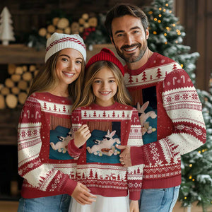 Easter Bunny Iced Coffee Ugly Christmas Sweater Funny Animal Meme TS14 Red Beige Print Your Wear