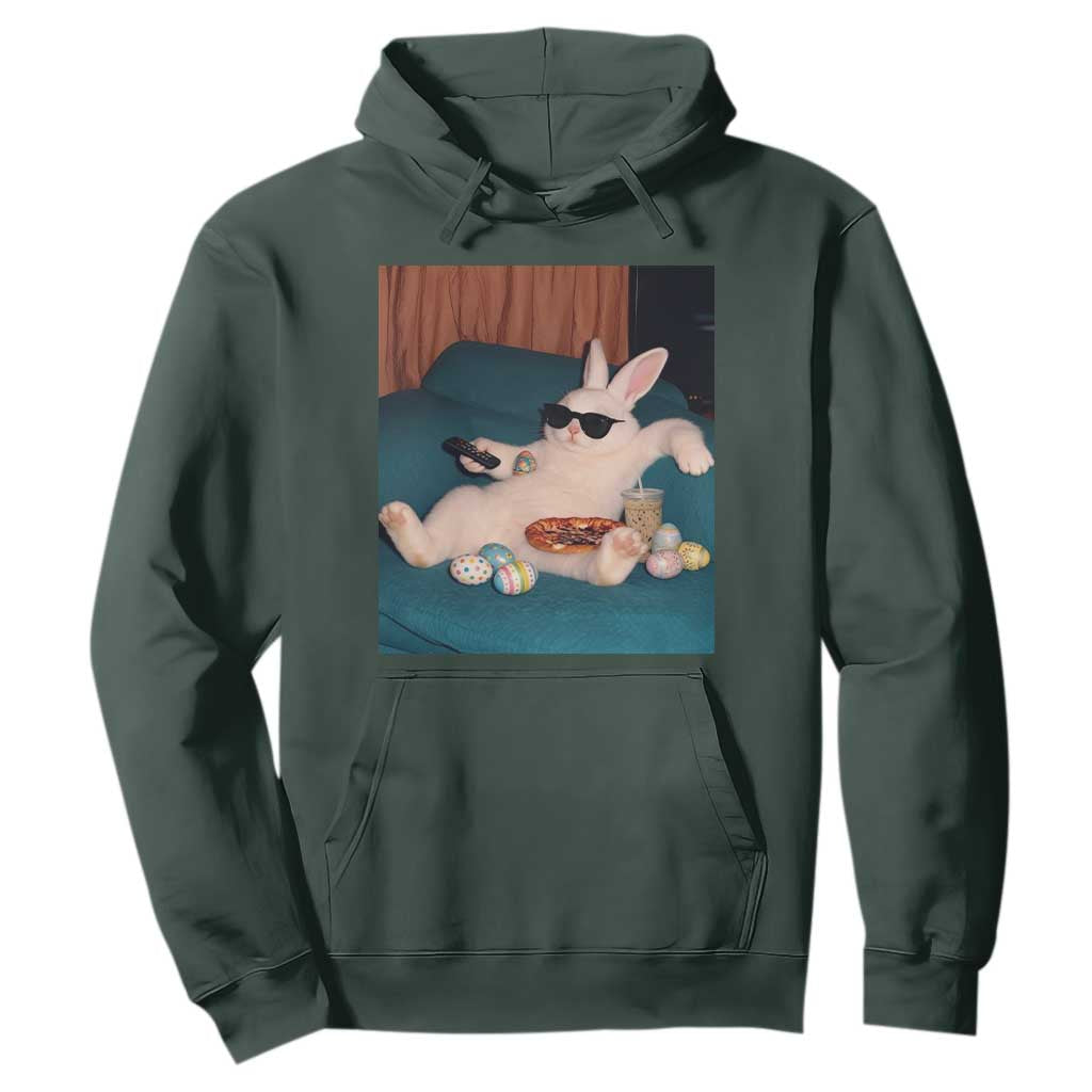 Easter Bunny Iced Coffee Hoodie Funny Animal Meme TS14 Dark Forest Green Print Your Wear