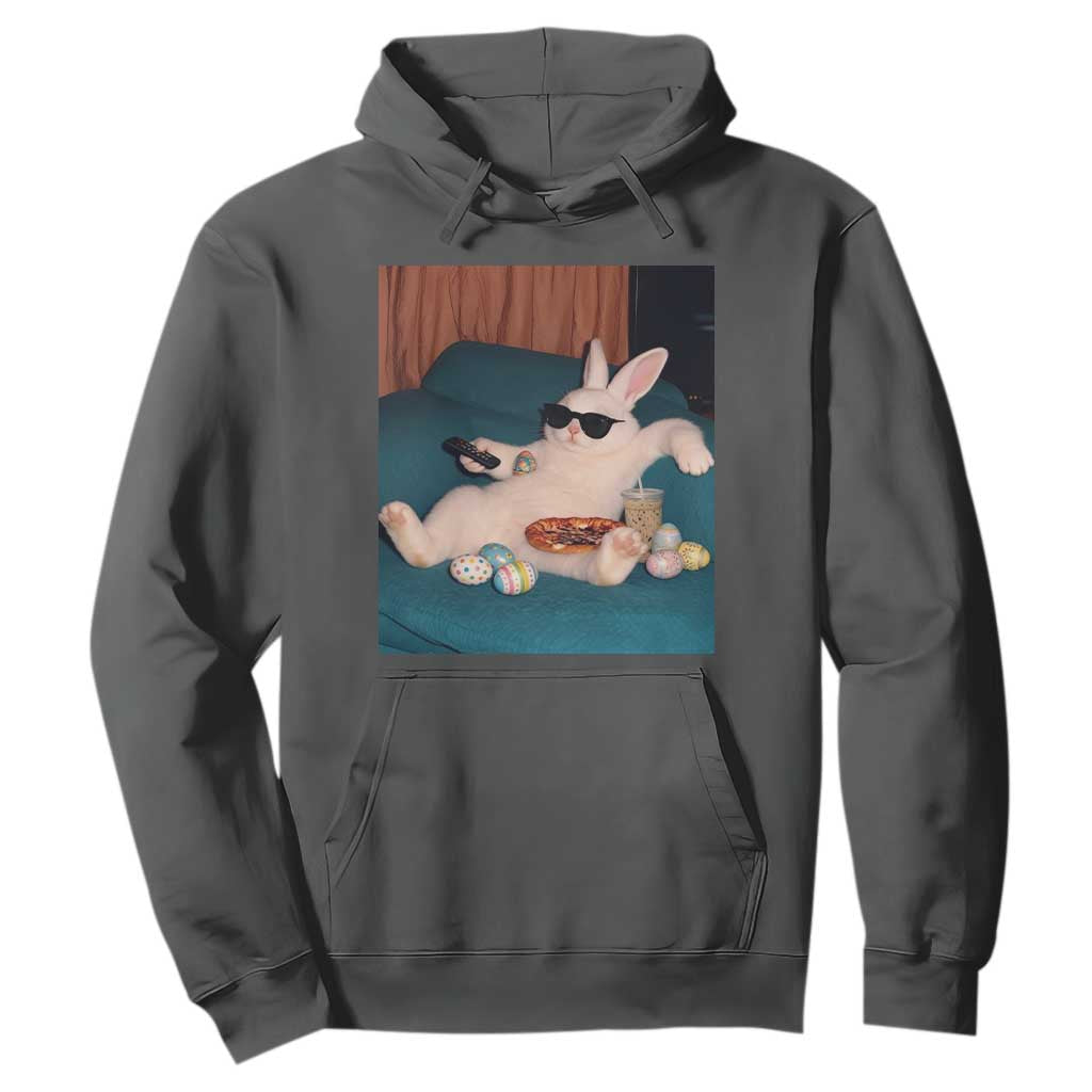Easter Bunny Iced Coffee Hoodie Funny Animal Meme TS14 Dark Heather Print Your Wear
