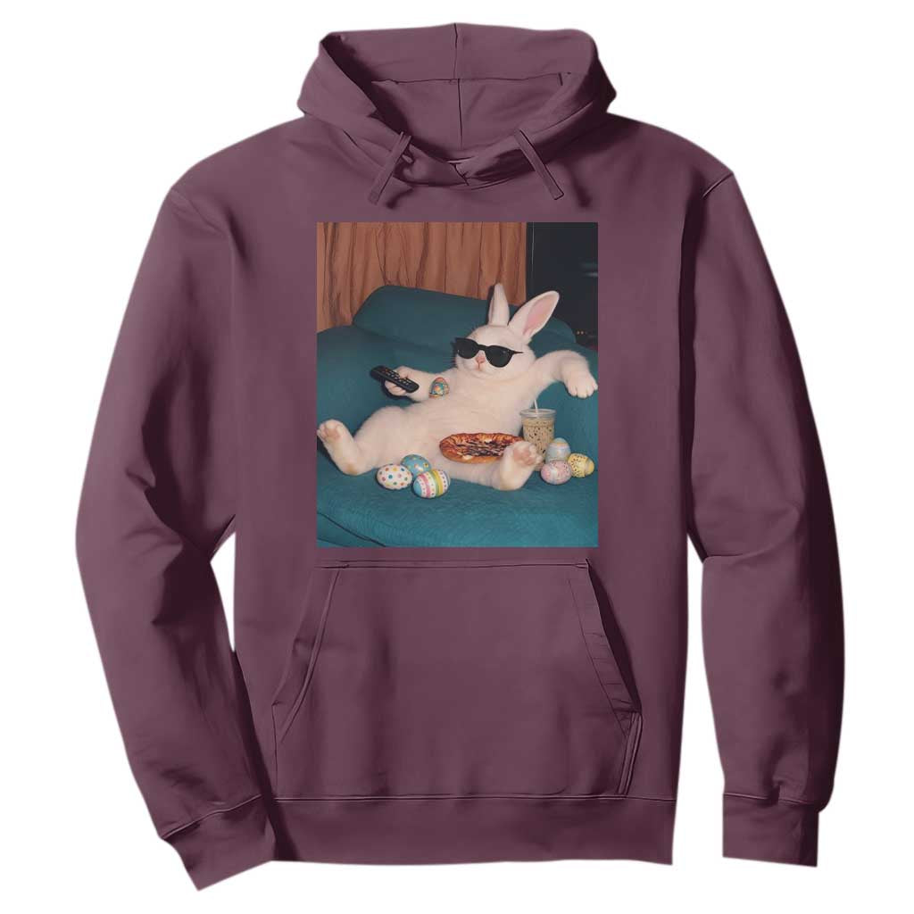 Easter Bunny Iced Coffee Hoodie Funny Animal Meme TS14 Maroon Print Your Wear