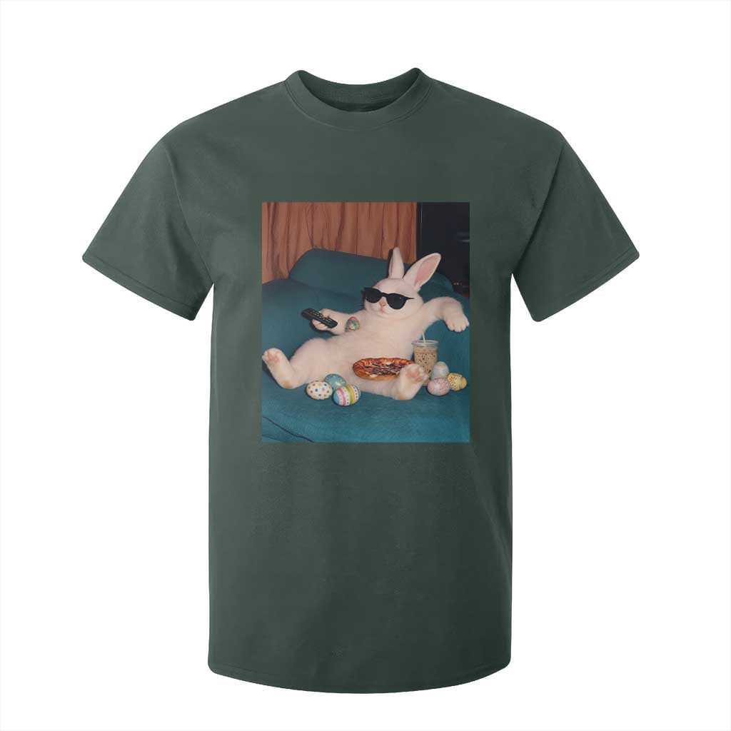 Easter Bunny Iced Coffee T Shirt For Kid Funny Animal Meme TS14 Dark Forest Green Print Your Wear