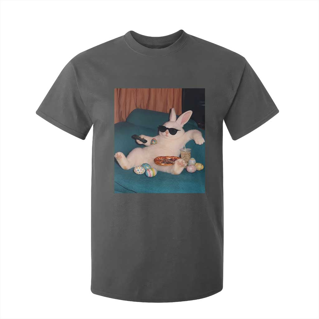 Easter Bunny Iced Coffee T Shirt For Kid Funny Animal Meme TS14 Dark Heather Print Your Wear