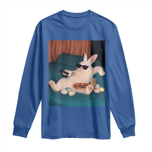 Easter Bunny Iced Coffee Long Sleeve Shirt Funny Animal Meme TS14 Royal Blue Print Your Wear