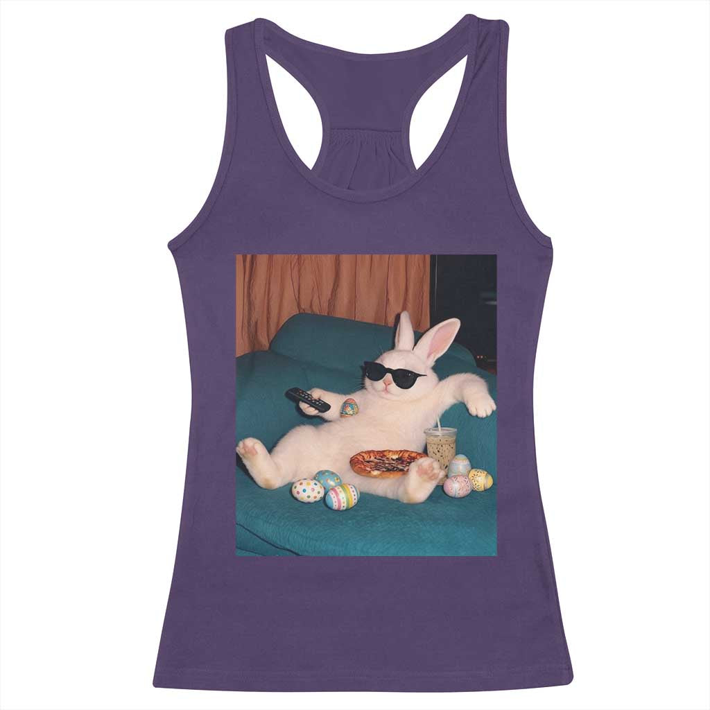 Easter Bunny Iced Coffee Racerback Tank Top Funny Animal Meme TS14 Purple Print Your Wear