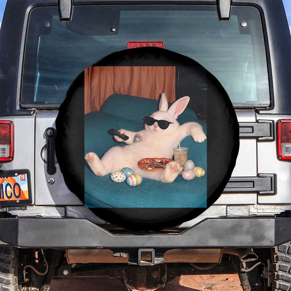 Easter Bunny Iced Coffee Spare Tire Cover Funny Animal Meme TS14 No hole Black Print Your Wear