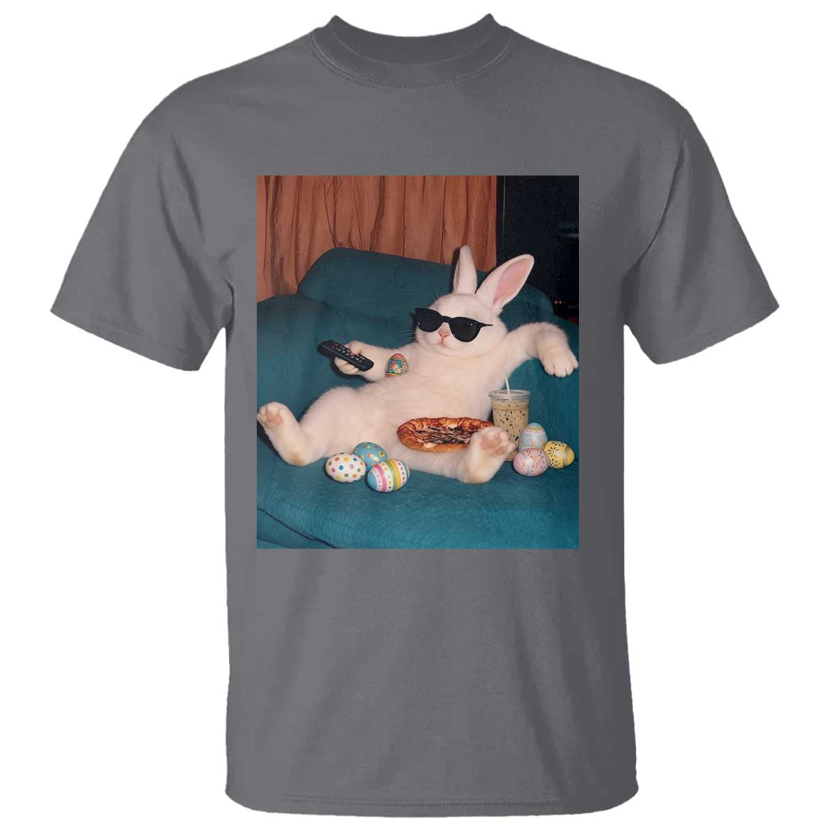 Easter Bunny Iced Coffee T Shirt Funny Animal Meme TS14 Charcoal Print Your Wear