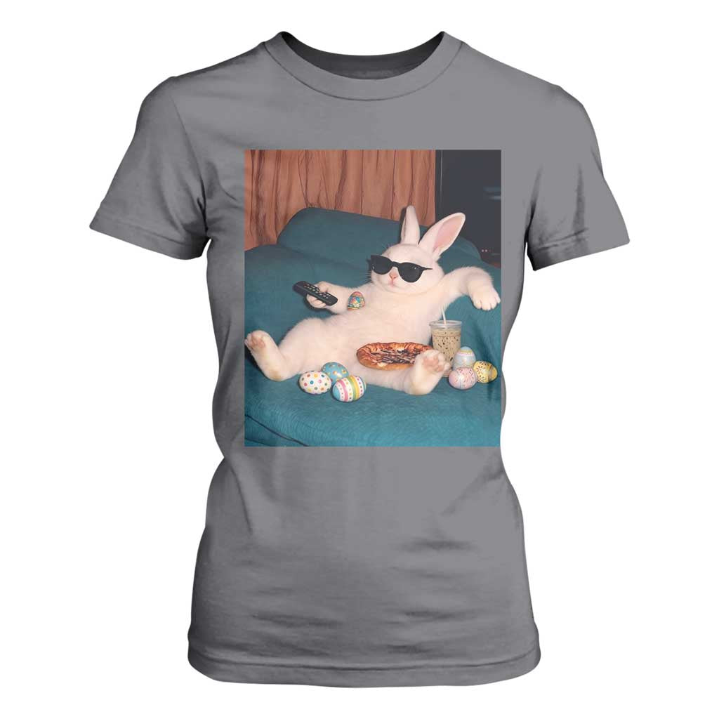 Easter Bunny Iced Coffee T Shirt For Women Funny Animal Meme TS14 Charcoal Print Your Wear