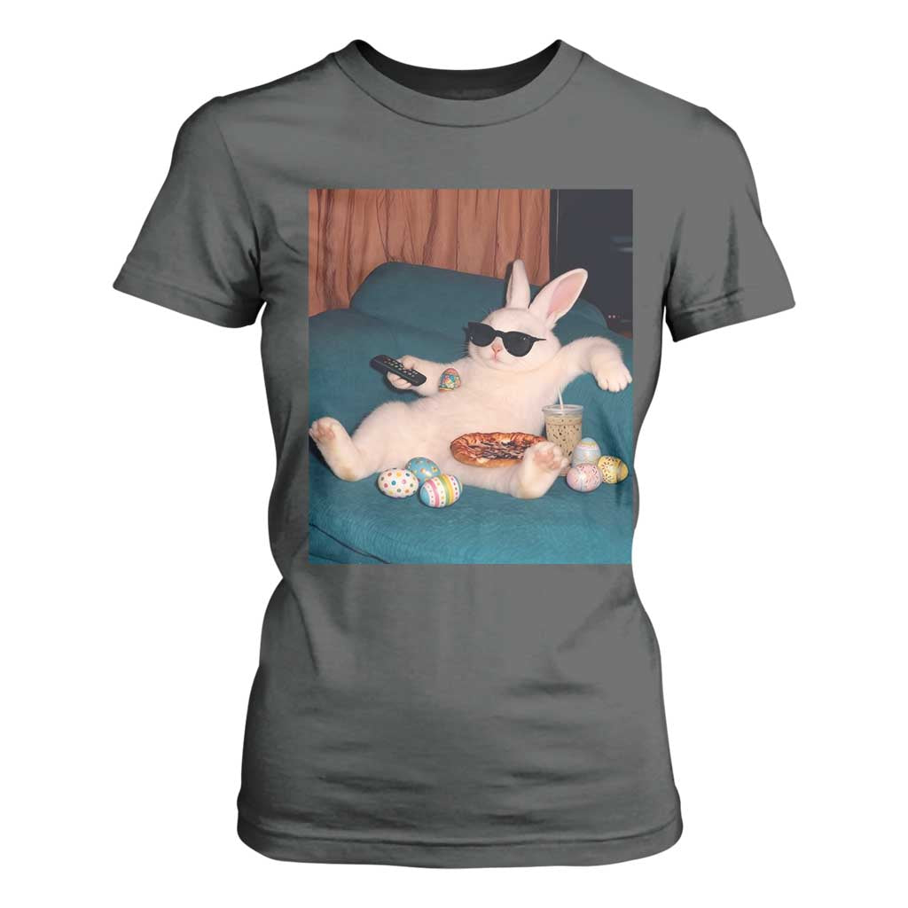 Easter Bunny Iced Coffee T Shirt For Women Funny Animal Meme TS14 Dark Heather Print Your Wear