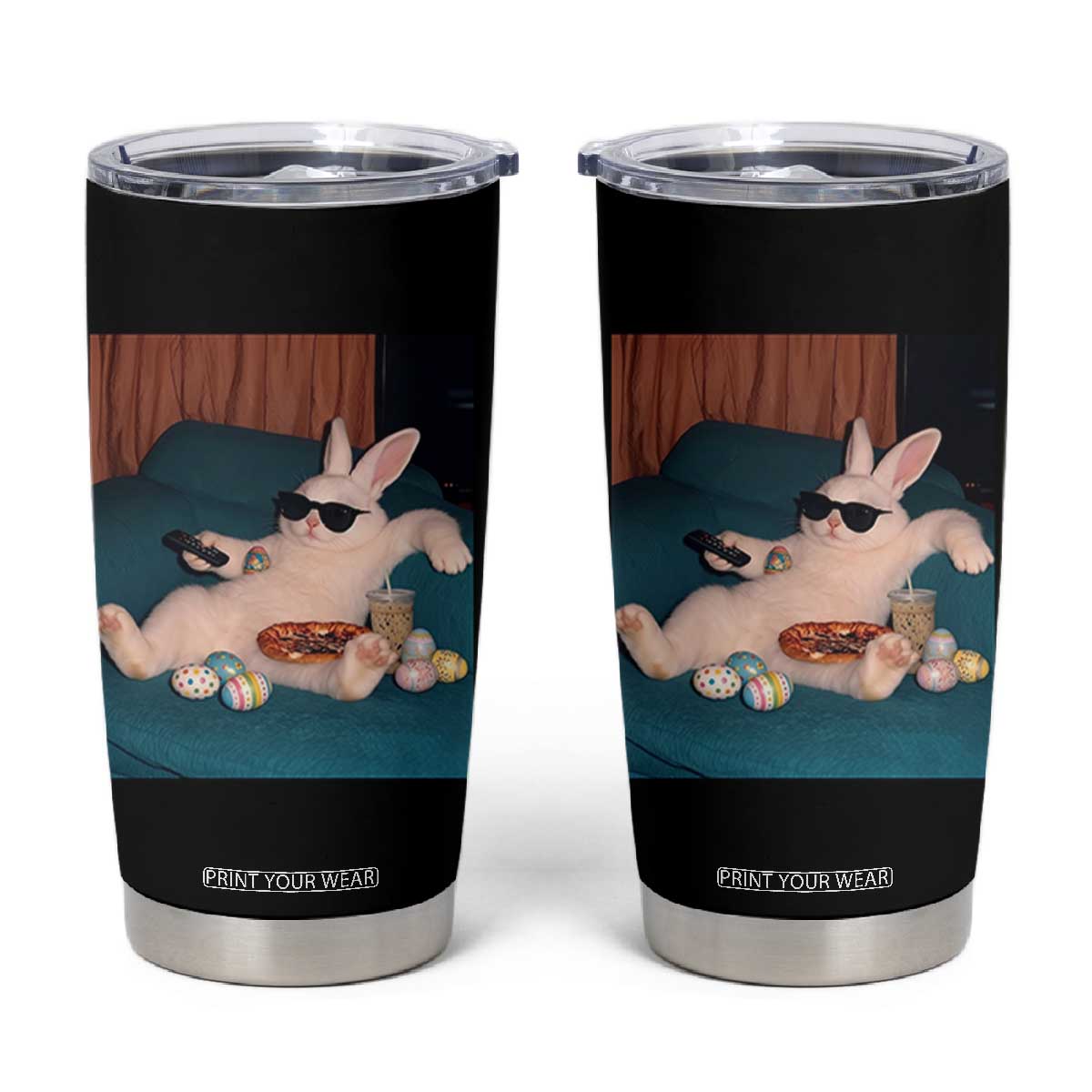 Easter Bunny Iced Coffee Tumbler Cup Funny Animal Meme TS14 Black Print Your Wear