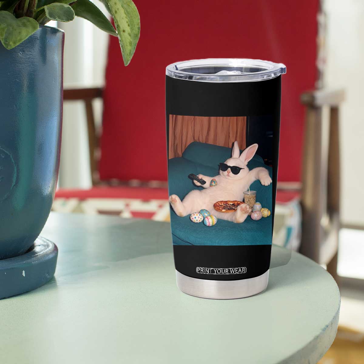 Easter Bunny Iced Coffee Tumbler Cup Funny Animal Meme TS14 Print Your Wear