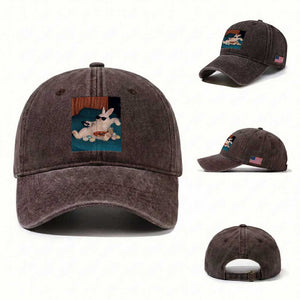 Easter Bunny Iced Coffee Washed Cotton Baseball Cap Funny Animal Meme TS14 Washed Cap Universal Fit Dark Brown Print Your Wear