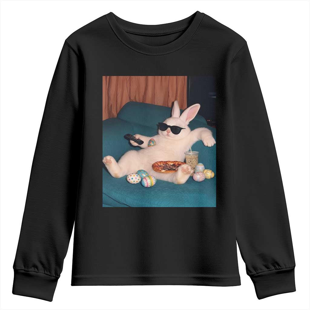 Easter Bunny Iced Coffee Youth Sweatshirt Funny Animal Meme TS14 Black Print Your Wear
