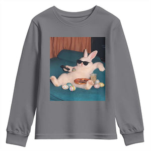 Easter Bunny Iced Coffee Youth Sweatshirt Funny Animal Meme TS14 Charcoal Print Your Wear