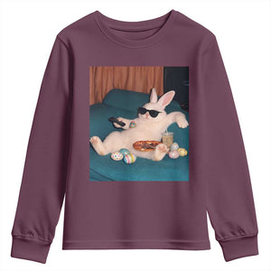 Easter Bunny Iced Coffee Youth Sweatshirt Funny Animal Meme TS14 Maroon Print Your Wear