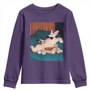 Easter Bunny Iced Coffee Youth Sweatshirt Funny Animal Meme TS14 Purple Print Your Wear