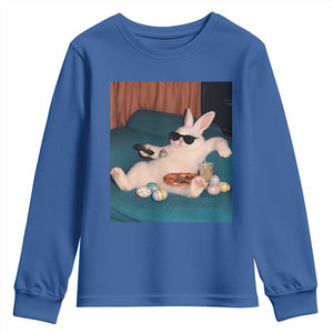 Easter Bunny Iced Coffee Youth Sweatshirt Funny Animal Meme TS14 Royal Blue Print Your Wear
