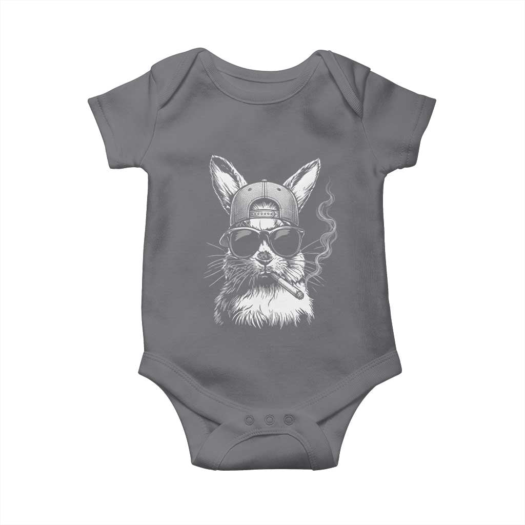 Funny Easter Bunny Smoking Meme Baby Onesie TS14 Charcoal Print Your Wear