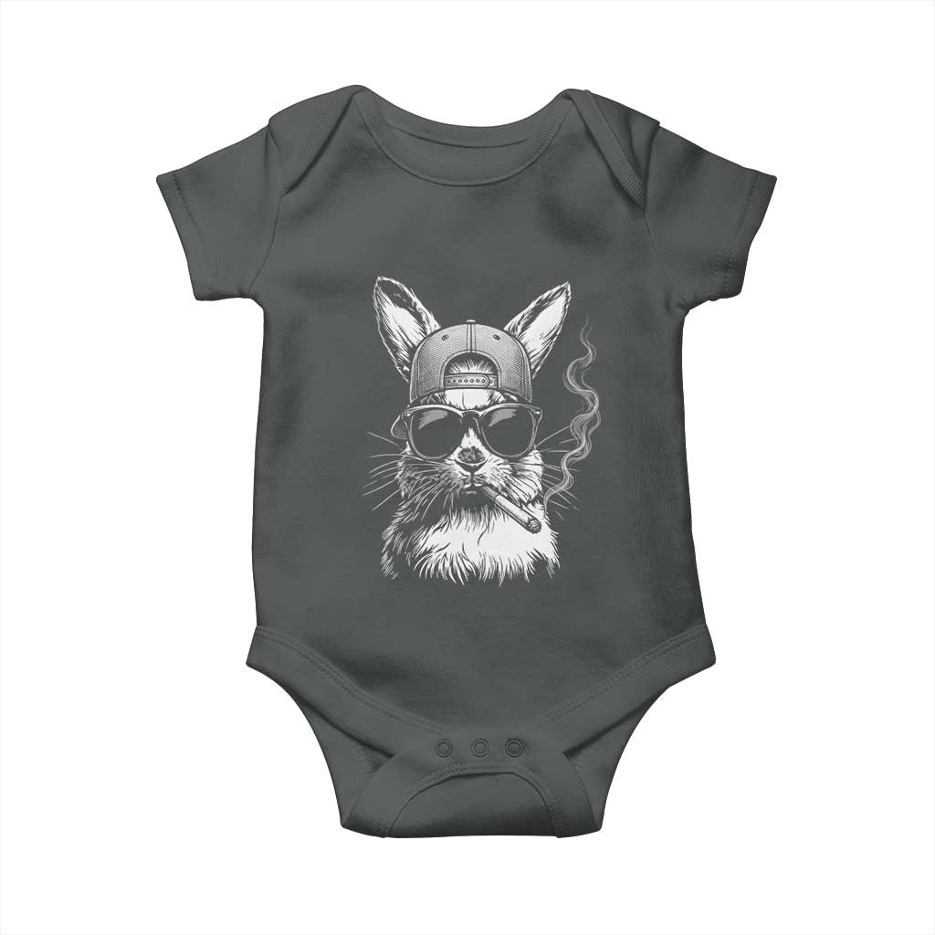 Funny Easter Bunny Smoking Meme Baby Onesie TS14 Dark Heather Print Your Wear