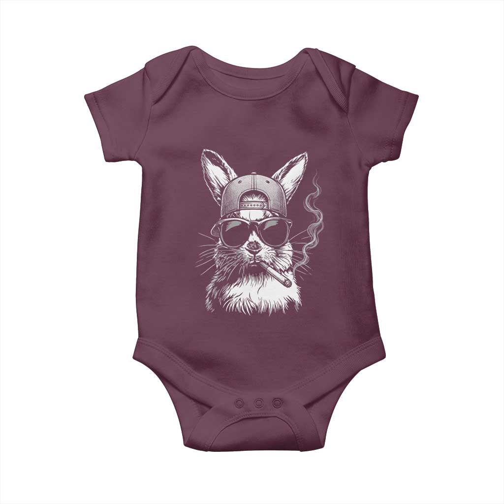 Funny Easter Bunny Smoking Meme Baby Onesie TS14 Maroon Print Your Wear