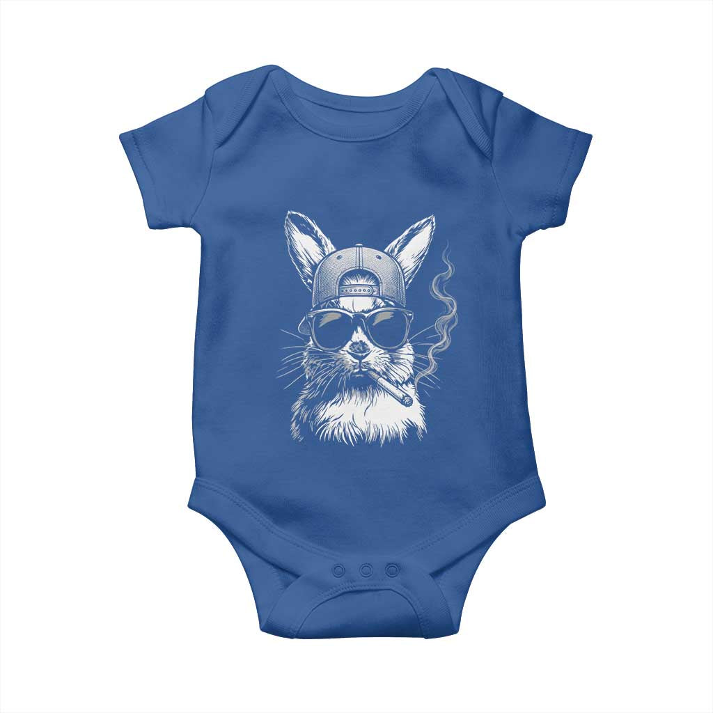 Funny Easter Bunny Smoking Meme Baby Onesie TS14 Royal Blue Print Your Wear