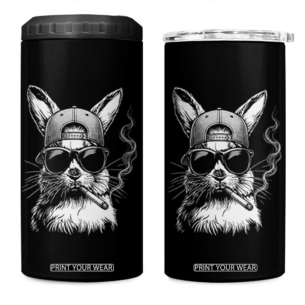 Funny Easter Bunny Smoking Meme 4 in 1 Can Cooler Tumbler TS14 One Size: 16 oz Black Print Your Wear