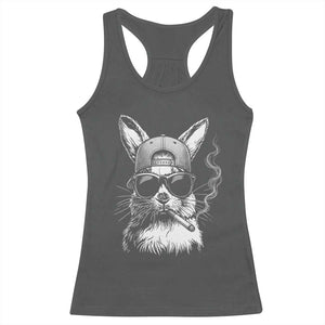 Funny Easter Bunny Smoking Meme Racerback Tank Top TS14 Dark Heather Print Your Wear