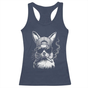 Funny Easter Bunny Smoking Meme Racerback Tank Top TS14 Navy Print Your Wear