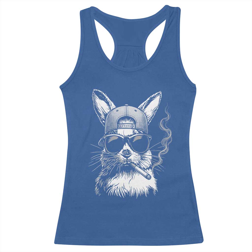 Funny Easter Bunny Smoking Meme Racerback Tank Top TS14 Royal Blue Print Your Wear