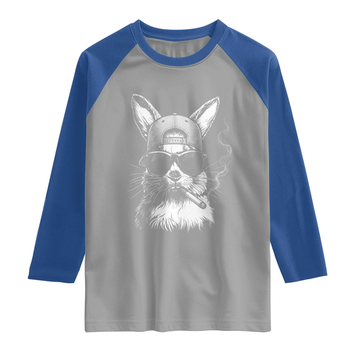 Funny Easter Bunny Smoking Meme Raglan Shirt TS14 Sport Gray Royal Print Your Wear