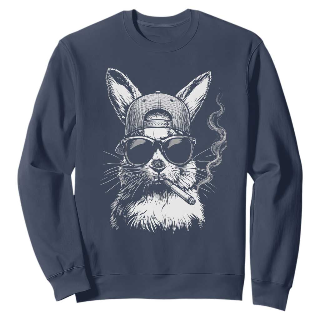 Funny Easter Bunny Smoking Meme Sweatshirt TS14 Navy Print Your Wear