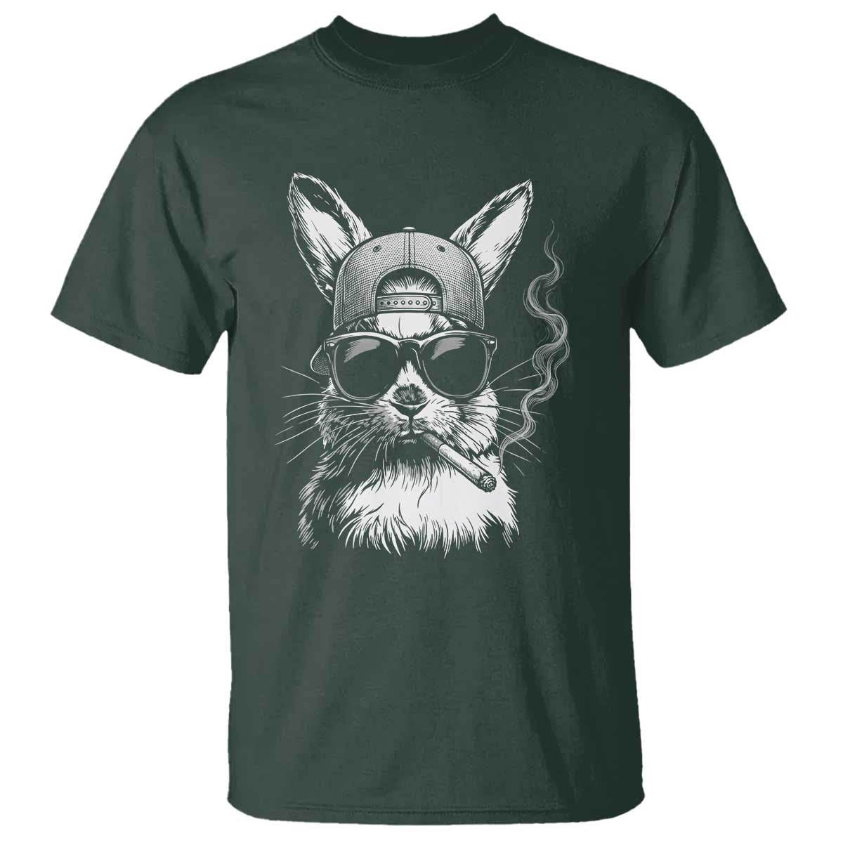Funny Easter Bunny Smoking Meme T Shirt TS14 Dark Forest Green Print Your Wear