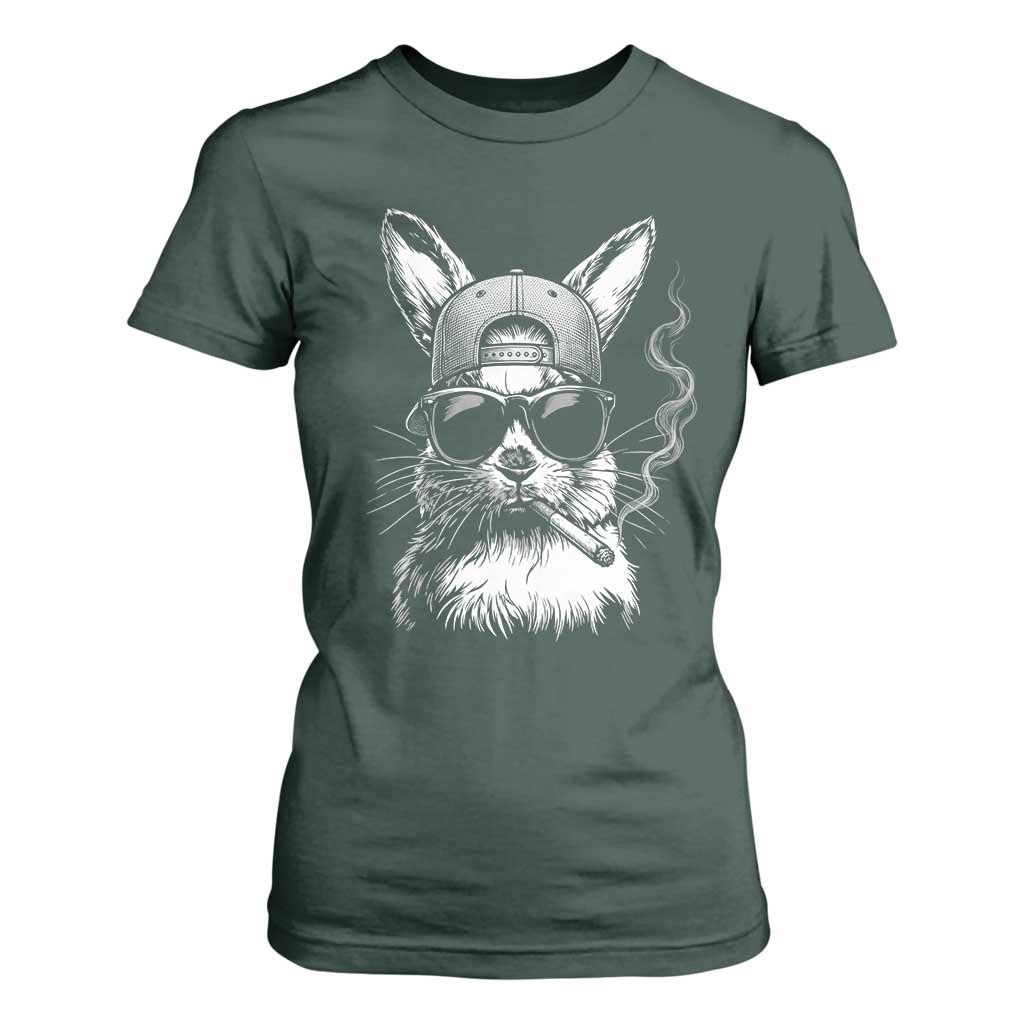 Funny Easter Bunny Smoking Meme T Shirt For Women TS14 Dark Forest Green Print Your Wear