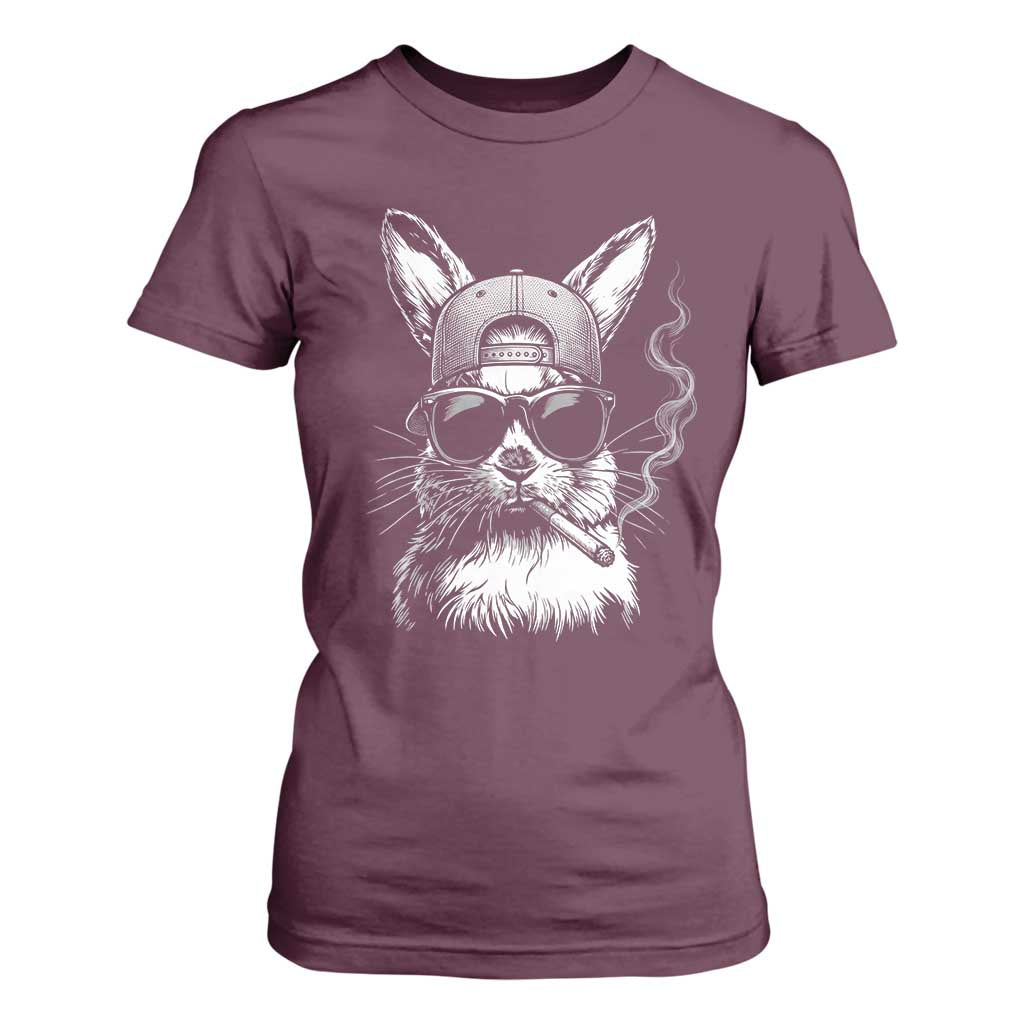 Funny Easter Bunny Smoking Meme T Shirt For Women TS14 Maroon Print Your Wear