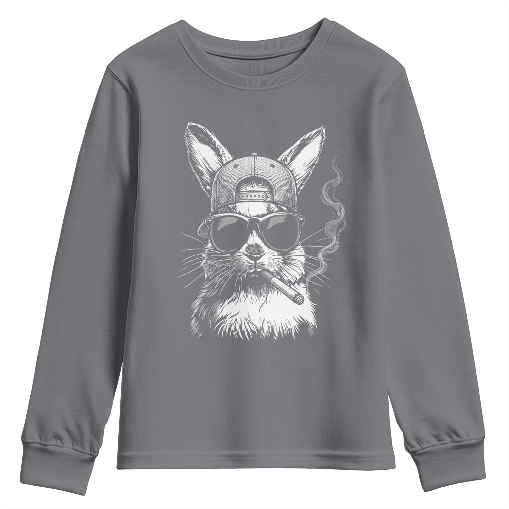 Funny Easter Bunny Smoking Meme Youth Sweatshirt TS14 Charcoal Print Your Wear