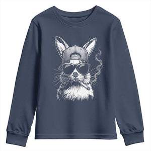 Funny Easter Bunny Smoking Meme Youth Sweatshirt TS14 Navy Print Your Wear