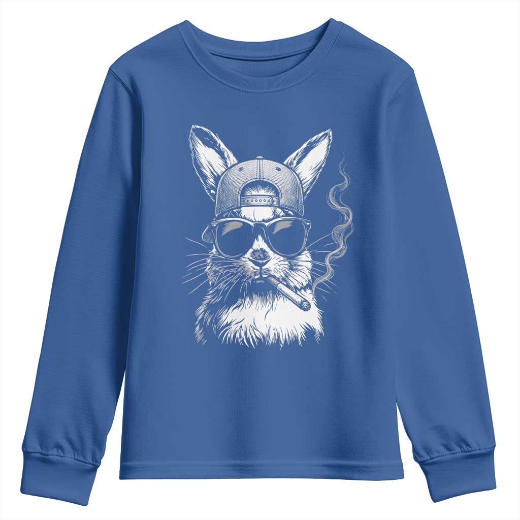 Funny Easter Bunny Smoking Meme Youth Sweatshirt TS14 Royal Blue Print Your Wear