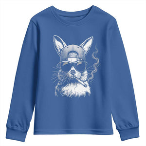 Funny Easter Bunny Smoking Meme Youth Sweatshirt TS14 Royal Blue Print Your Wear