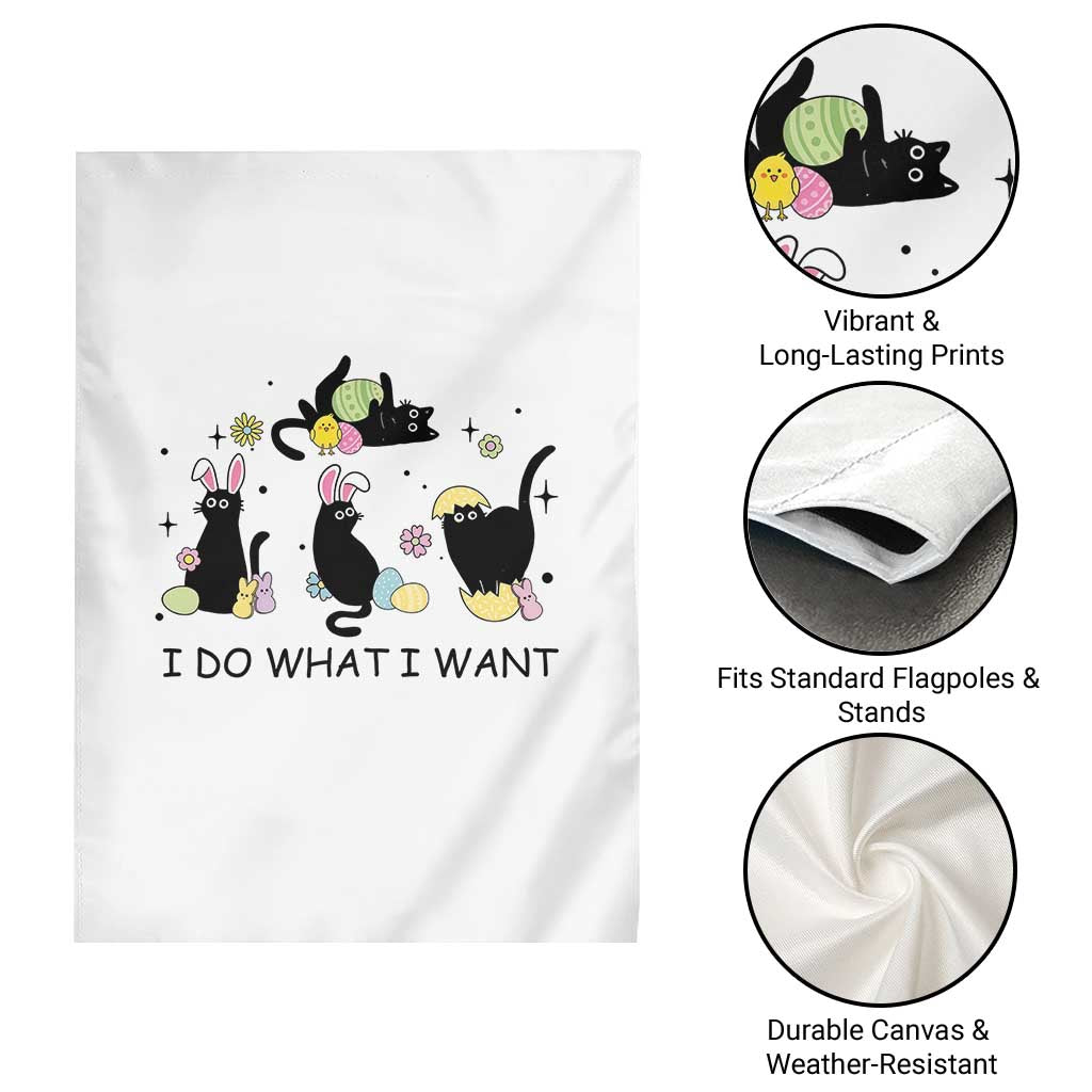 Funny Easter Black Cat Garden Flag I Do What I Want TS14 Print Your Wear