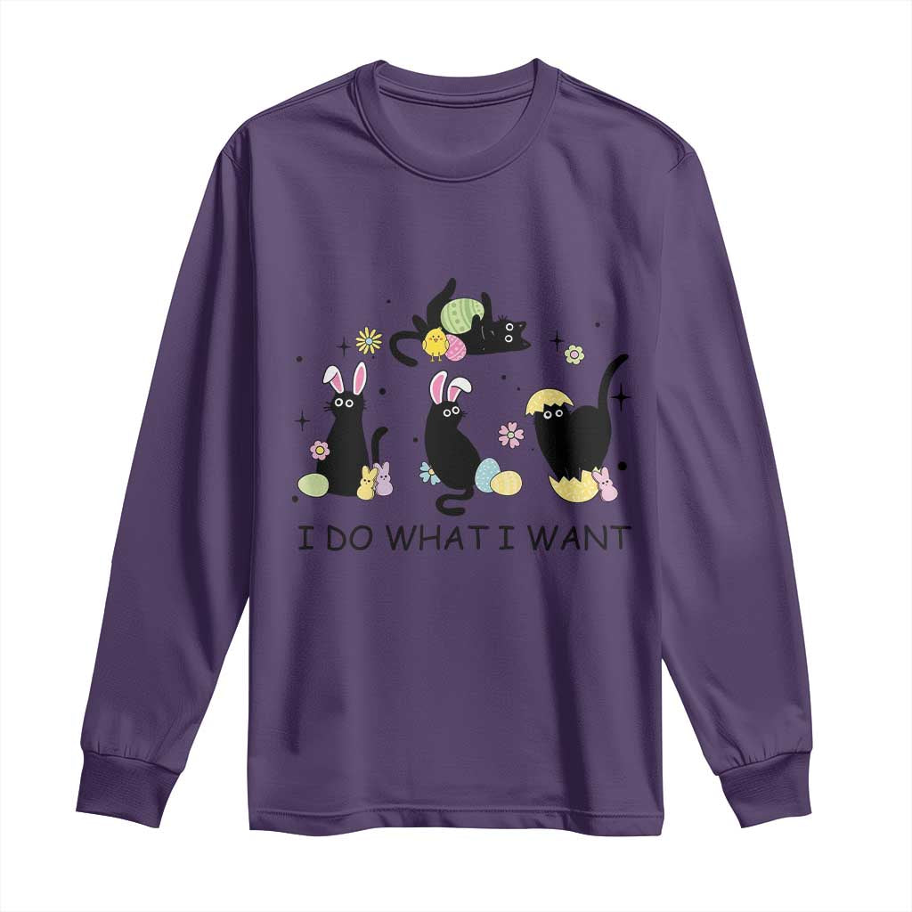 Funny Easter Black Cat Long Sleeve Shirt I Do What I Want TS14 Purple Print Your Wear