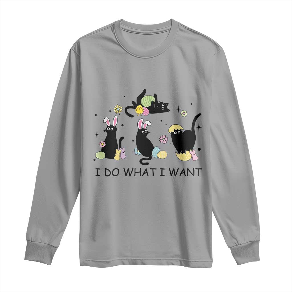 Funny Easter Black Cat Long Sleeve Shirt I Do What I Want TS14 Sport Gray Print Your Wear