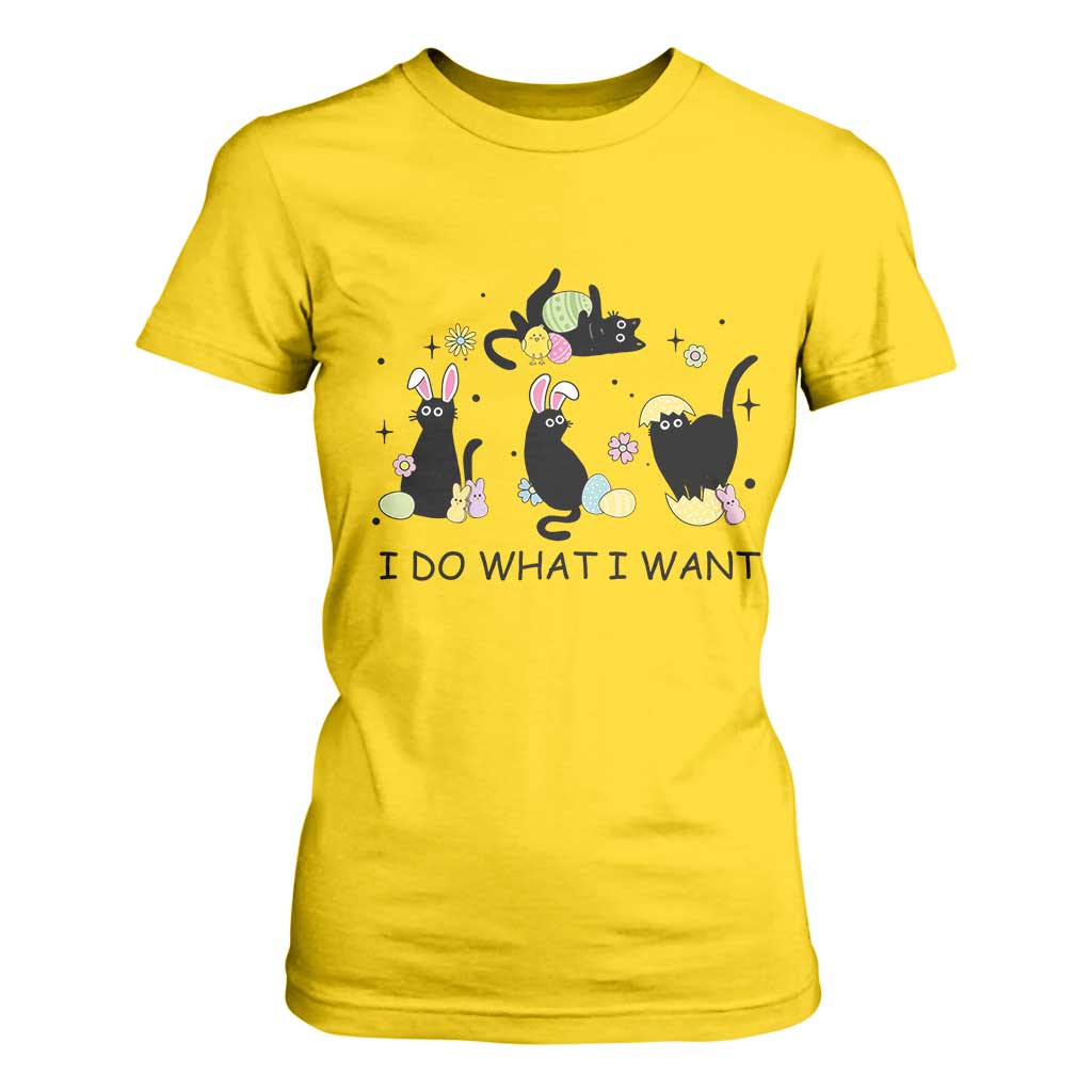 Funny Easter Black Cat T Shirt For Women I Do What I Want TS14 Daisy Print Your Wear