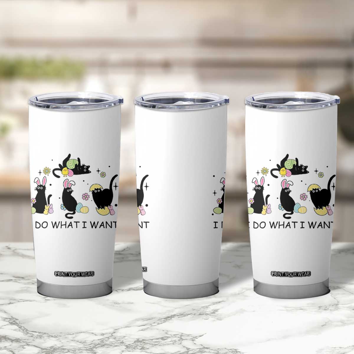 Funny Easter Black Cat Tumbler Cup I Do What I Want TS14 Print Your Wear